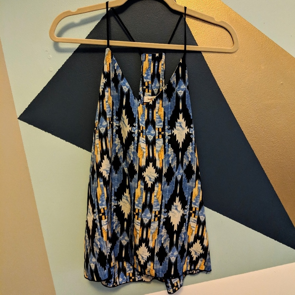 Fun print blue, black and yellow tank